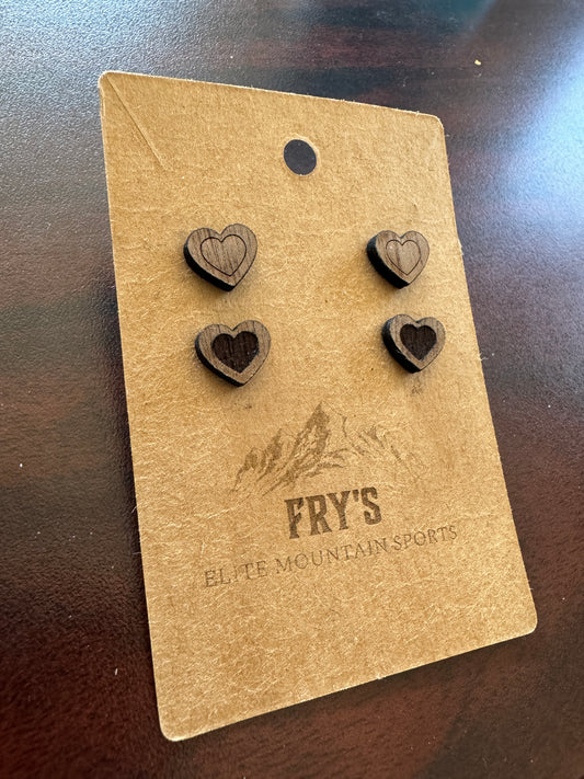 Heart Shaped Engraved Studded Earrings